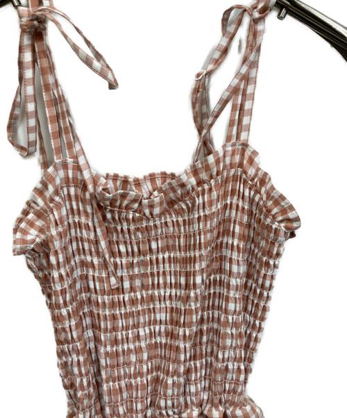 CALNAMUR（カルナムール）CALNAMUR (カルナムール) GINGHAM SHIRRING GATHER ブラウン サイズ:	SIZE Freeの古着・服飾アイテム
