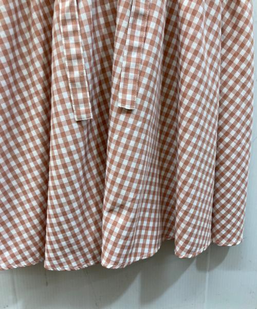 CALNAMUR（カルナムール）CALNAMUR (カルナムール) GINGHAM SHIRRING GATHER ブラウン サイズ:	SIZE Freeの古着・服飾アイテム