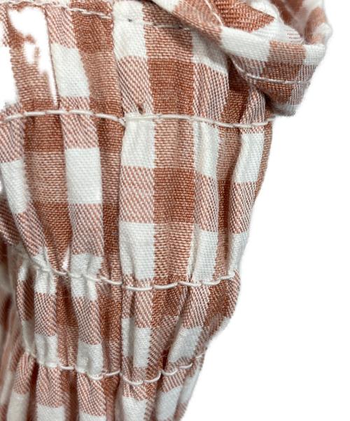 CALNAMUR（カルナムール）CALNAMUR (カルナムール) GINGHAM SHIRRING GATHER ブラウン サイズ:	SIZE Freeの古着・服飾アイテム