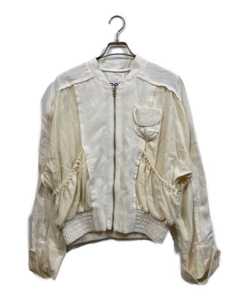 openyy（オープンワイワイ）openyy (オープンワイワイ) LINEN PANELED BOMBER アイボリー サイズ:Sの古着・服飾アイテム