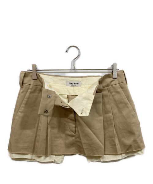 MIU MIU（ミュウミュウ）MIU MIU (ミュウミュウ) Mini Skirt with Belt Loops and Zip Pocket ベージュ サイズ:40の古着・服飾アイテム