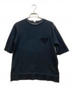 MUVEILミュベール）の古着「ハートパッチプルオーバー ミュベール Tシャツ」｜ブラック