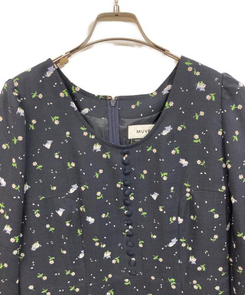 MUVEIL（ミュベール）MUVEIL (ミュベール) ネコプリントワンピース ネイビー サイズ:	SIZE 38の古着・服飾アイテム