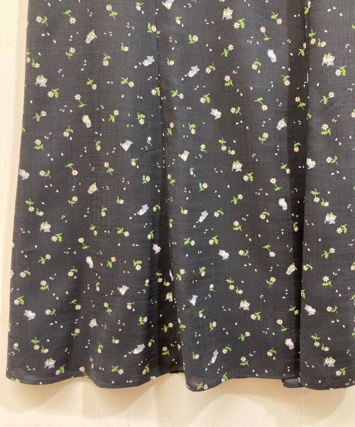 MUVEIL（ミュベール）MUVEIL (ミュベール) ネコプリントワンピース ネイビー サイズ:	SIZE 38の古着・服飾アイテム