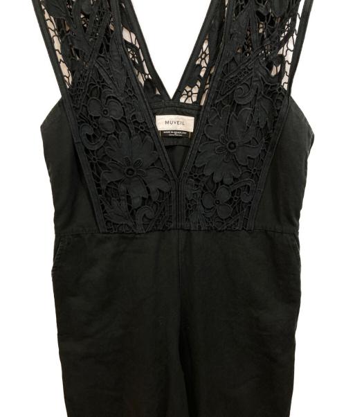 MUVEIL（ミュベール）MUVEIL (ミュベール) レースサロペット ブラック サイズ:	SIZE 38の古着・服飾アイテム