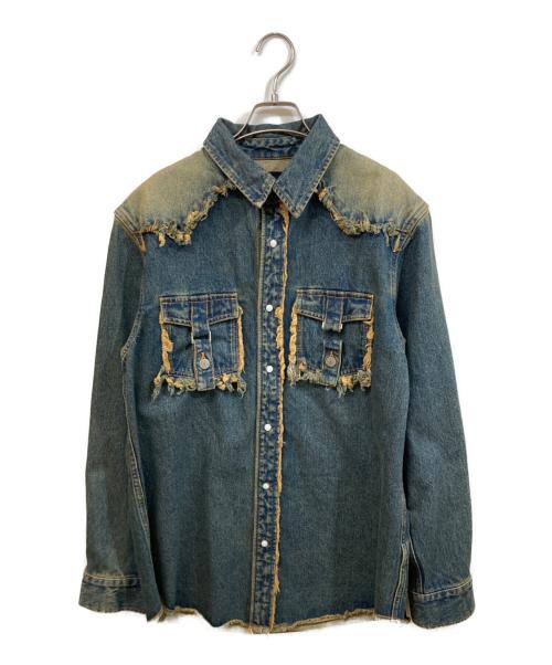 JUN/NAKAYAMA（ジュン ナカヤマ）JUN/NAKAYAMA (ジュン ナカヤマ) FRINGE DENIM SHIRTS/ヴィンテージライクデニムシャツ インディゴ サイズ:SIZE 46の古着・服飾アイテム