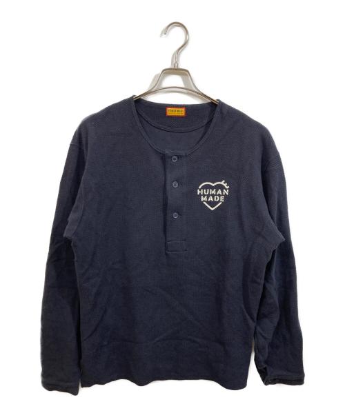 HUMAN MADE（ヒューマンメイド）HUMAN MADE (ヒューマンメイド) HENLEY NECK L/S T-SHIRT ブラック サイズ:SIZE Lの古着・服飾アイテム
