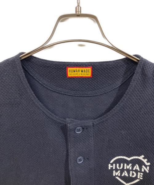 HUMAN MADE（ヒューマンメイド）HUMAN MADE (ヒューマンメイド) HENLEY NECK L/S T-SHIRT ブラック サイズ:SIZE Lの古着・服飾アイテム