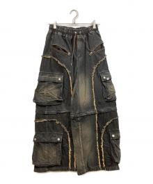 VIVAMUS（ヴィヴァムス）の古着「SPLIT DENIM CARGO PANTS」｜ブラック