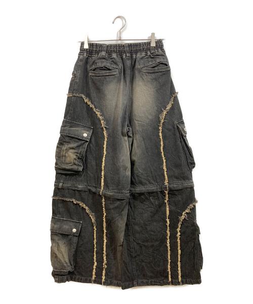 VIVAMUS（ヴィヴァムス）VIVAMUS (ヴィヴァムス) SPLIT DENIM CARGO PANTS ブラック サイズ:SIZE Freeの古着・服飾アイテム