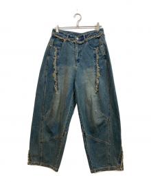 NOT4NERD（ノットフォーナード）の古着「MULTI CUT OFF CURVED DENIM PANTS」｜インディゴ