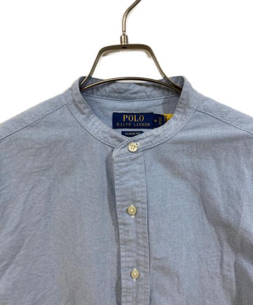 POLO RALPH LAUREN（ポロ・ラルフローレン）POLO RALPH LAUREN (ポロ・ラルフローレン) バンドカラーシャツ ブルー サイズ:	SIZE Mの古着・服飾アイテム