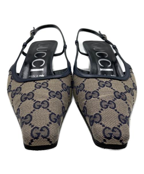 GUCCI（グッチ）GUCCI (グッチ) GGスリングバックミッドヒールパンプス ベージュ サイズ:SIZE 37の古着・服飾アイテム