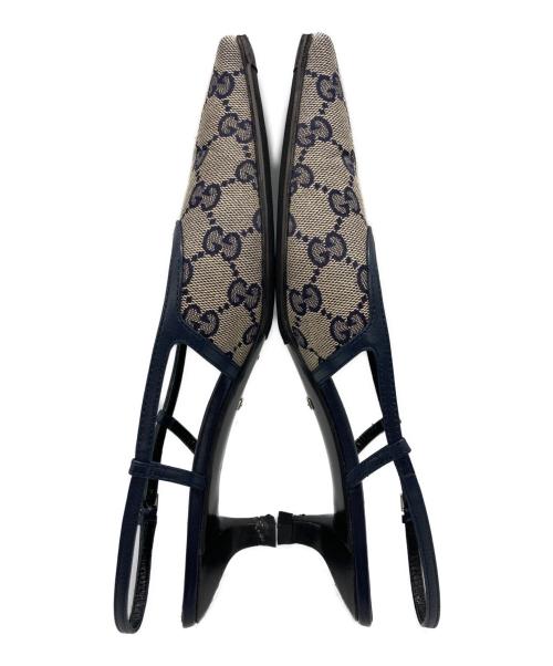 GUCCI（グッチ）GUCCI (グッチ) GGスリングバックミッドヒールパンプス ベージュ サイズ:SIZE 37の古着・服飾アイテム