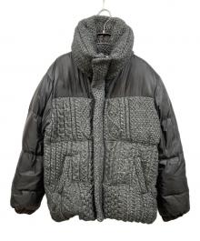 The Duffer of ST.George（ザ ダファーオブセントジョージ）の古着「ケーブルニット切替ダウンジャケット」｜グレー