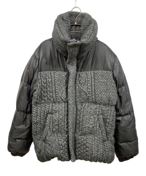 The Duffer of ST.George（ザ ダファーオブセントジョージ）The DUFFER of ST.GEORGE (ザ ダファーオブセントジョージ) ケーブルニット切替ダウンジャケット グレー サイズ:	SIZE XLの古着・服飾アイテム