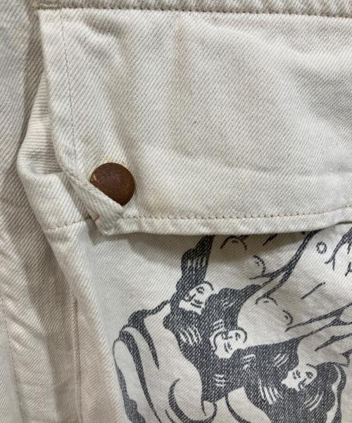 SUGARHILL（シュガーヒル）SUGARHILL (シュガーヒル) TATTOO STUDIO YAMADA (タトゥースタジオヤマダ) TATTOO FLASH PRINT POCKET DENIM VEST ホワイト サイズ:SIZE 34の古着・服飾アイテム