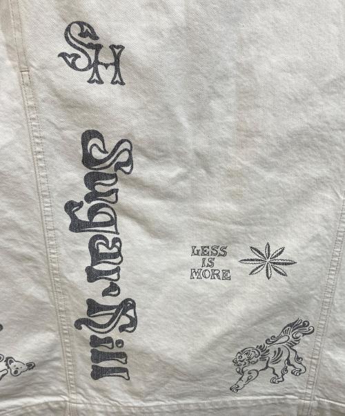 SUGARHILL（シュガーヒル）SUGARHILL (シュガーヒル) TATTOO STUDIO YAMADA (タトゥースタジオヤマダ) TATTOO FLASH PRINT POCKET DENIM VEST ホワイト サイズ:SIZE 34の古着・服飾アイテム