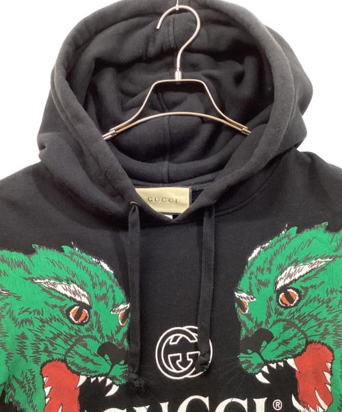 GUCCI（グッチ）GUCCI (グッチ) Loved Panther Logo Hoodie ブラック サイズ:Mの古着・服飾アイテム