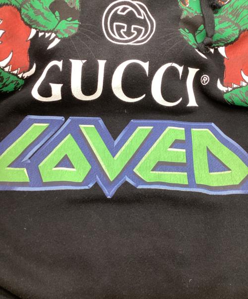 GUCCI（グッチ）GUCCI (グッチ) Loved Panther Logo Hoodie ブラック サイズ:Mの古着・服飾アイテム