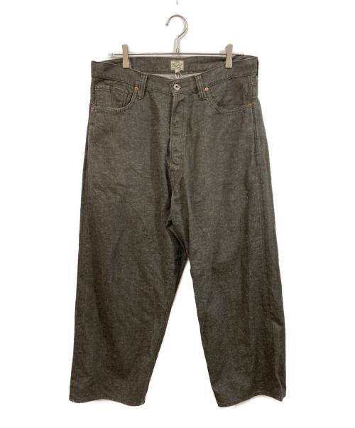 gold（ゴールド）GOLD (ゴールド) RECYCLED WASTE SUVIN COTTON YARN 11.5oz. DENIM 5POCKET WIDE PANTS ブラック サイズ:	SIZE Lの古着・服飾アイテム