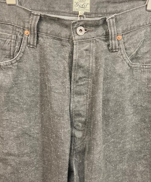 gold（ゴールド）GOLD (ゴールド) RECYCLED WASTE SUVIN COTTON YARN 11.5oz. DENIM 5POCKET WIDE PANTS ブラック サイズ:	SIZE Lの古着・服飾アイテム