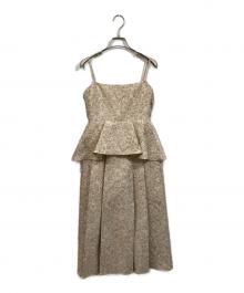 ROSY LUCE（ロージールーチェ）の古着「Peplum Jacquard Dress」｜ベージュ