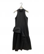 ROSY LUCEロージールーチェ）の古着「JACQUARD FRILL DRESS」｜ブラック