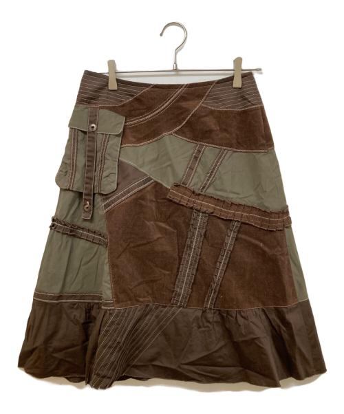 t.b（ティービー）t.b (ティービー) パッチワークスカート ブラウン サイズ:	SIZE 38の古着・服飾アイテム