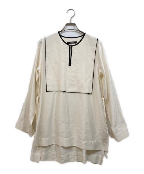 THE CLASSE（ザ・クラス）THE CLASSE (ザ・クラス) シルキードレープ・パイピングブラウス ベージュ サイズ:9の古着・服飾アイテム