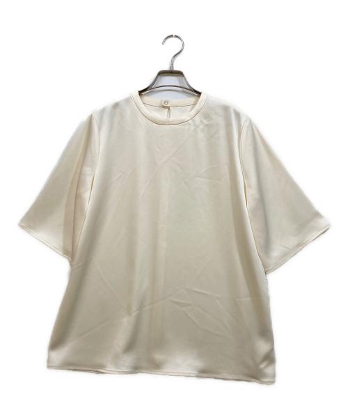 THE CLASSE（ザ・クラス）THE CLASSE (ザ・クラス) ダブルサテン・ハーフスリーブブラウス ベージュ サイズ:9の古着・服飾アイテム
