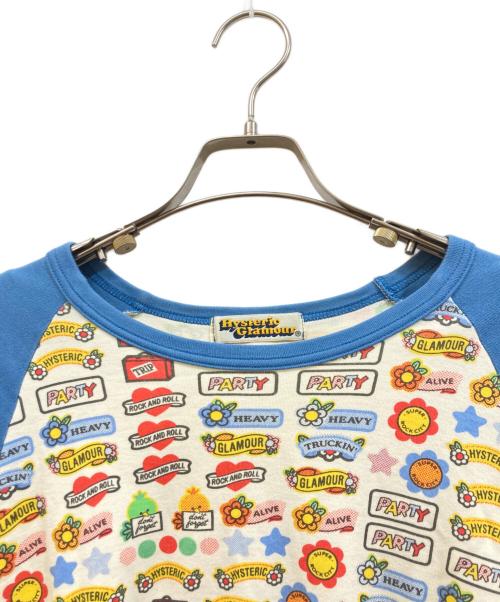 Hysteric Glamour（ヒステリックグラマー）Hysteric Glamour (ヒステリックグラマー) ロングスリーブTシャツ ホワイト×ブルー サイズ:Freeの古着・服飾アイテム