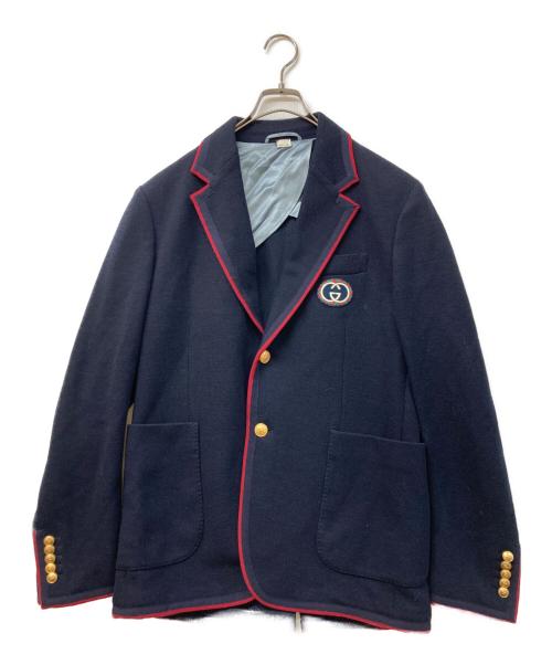 GUCCI（グッチ）GUCCI (グッチ) GGエンブレム テーラードジャケット ネイビー サイズ:SIZE 46の古着・服飾アイテム
