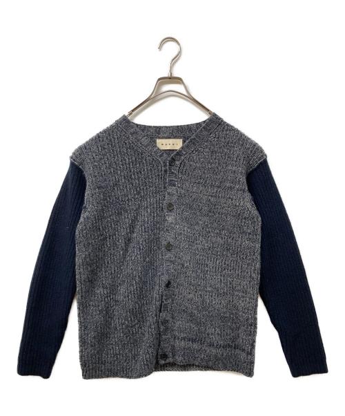 MARNI（マルニ）MARNI (マルニ) ニットカーディガン グレー×ネイビー サイズ:46の古着・服飾アイテム