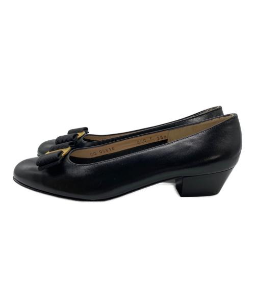 Salvatore Ferragamo（サルヴァトーレ フェラガモ）Salvatore Ferragamo (サルヴァトーレ フェラガモ) リボンパンプス ブラック サイズ:6 1/2の古着・服飾アイテム