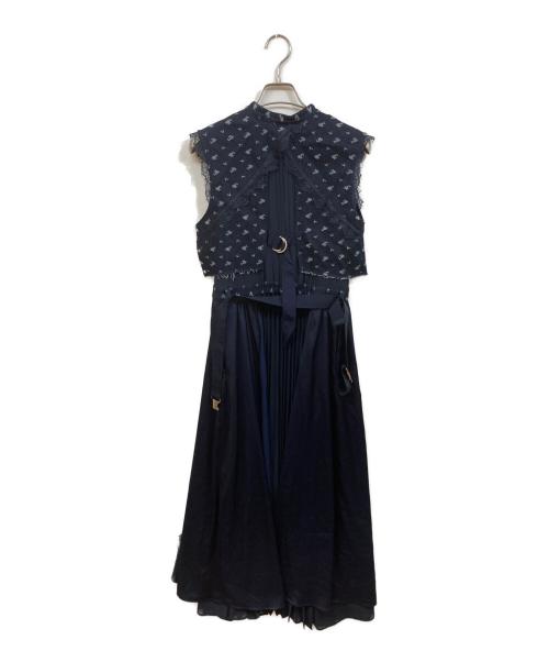 FRAY ID（フレイ アイディー）FRAY ID (フレイ アイディー) ミリタリーコンビプリーツワンピース ネイビー サイズ:SIZE 0の古着・服飾アイテム