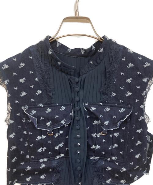 FRAY ID（フレイ アイディー）FRAY ID (フレイ アイディー) ミリタリーコンビプリーツワンピース ネイビー サイズ:SIZE 0の古着・服飾アイテム