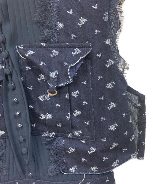 FRAY ID（フレイ アイディー）FRAY ID (フレイ アイディー) ミリタリーコンビプリーツワンピース ネイビー サイズ:SIZE 0の古着・服飾アイテム