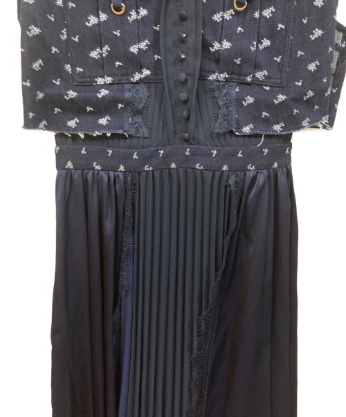 FRAY ID（フレイ アイディー）FRAY ID (フレイ アイディー) ミリタリーコンビプリーツワンピース ネイビー サイズ:SIZE 0の古着・服飾アイテム