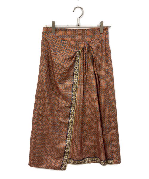 BALLSEY（ボールジィ）BALLSEY (ボールジィ) ロンバスプリント ラップスカート ブラウン サイズ:	SIZE 36の古着・服飾アイテム