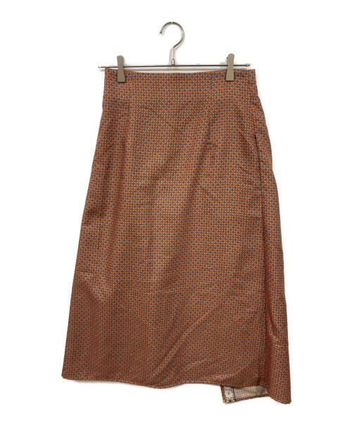 BALLSEY（ボールジィ）BALLSEY (ボールジィ) ロンバスプリント ラップスカート ブラウン サイズ:	SIZE 36の古着・服飾アイテム