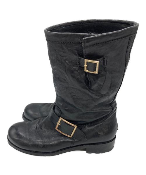 JIMMY CHOO（ジミーチュウ）JIMMY CHOO (ジミーチュウ) バイカー ミッド ブラック サイズ:SIZE 37 1/2の古着・服飾アイテム