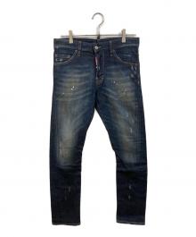 DSQUARED2（ディースクエアード）の古着「ダメージ加工ペイントデニムパンツ」｜インディゴ
