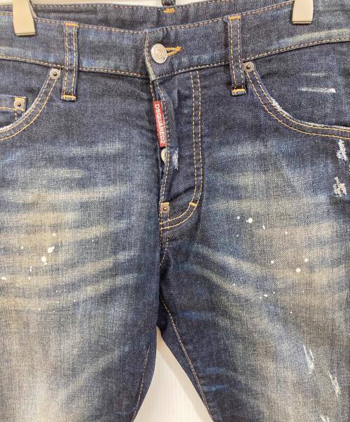 DSQUARED2（ディースクエアード）DSQUARED2 (ディースクエアード) ダメージ加工ペイントデニムパンツ インディゴ サイズ:	SIZE 44の古着・服飾アイテム