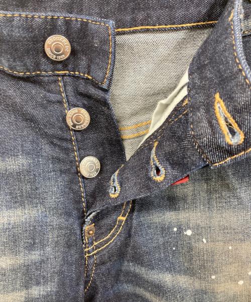 DSQUARED2（ディースクエアード）DSQUARED2 (ディースクエアード) ダメージ加工ペイントデニムパンツ インディゴ サイズ:	SIZE 44の古着・服飾アイテム