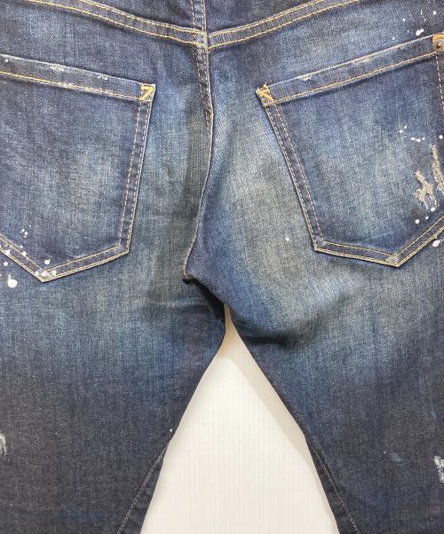 DSQUARED2（ディースクエアード）DSQUARED2 (ディースクエアード) ダメージ加工ペイントデニムパンツ インディゴ サイズ:	SIZE 44の古着・服飾アイテム