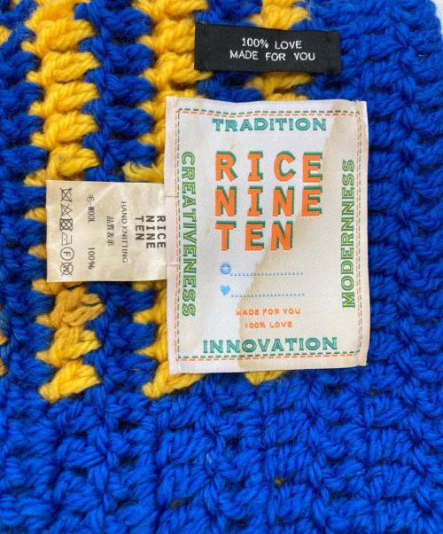 RICE NINE TEN（ライスナインテン）RICE NINE TEN (ライスナインテン) HAND KNITTED CROCHET SCARF ブルーの古着・服飾アイテム