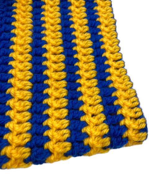 RICE NINE TEN（ライスナインテン）RICE NINE TEN (ライスナインテン) HAND KNITTED CROCHET SCARF ブルーの古着・服飾アイテム
