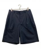 stussyステューシー）の古着「VOLUME PLEATED SHORT STRIPE」｜ブラック