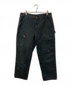 CarHarttカーハート）の古着「WASHED-DUCK DOUBLE-FRONT WORK DUNGAREE」｜ブラック